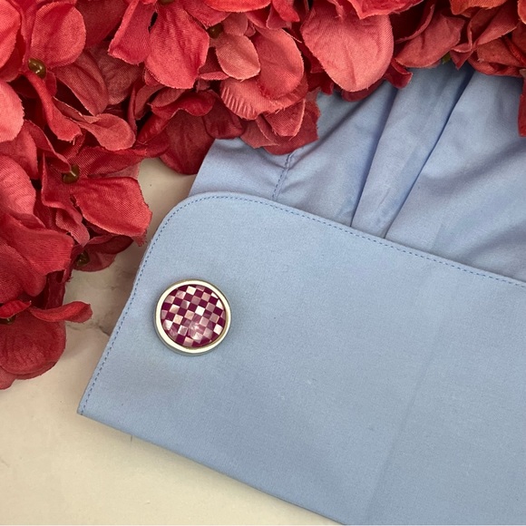 Elegant Purple and Silver Iridescent Mother of Pearl Mosaic Cufflinks - Picture 10 of 16